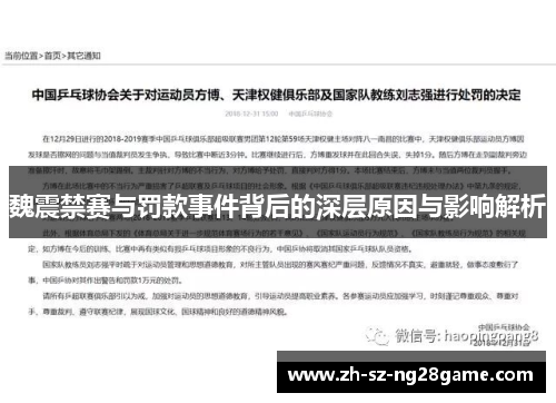 魏震禁赛与罚款事件背后的深层原因与影响解析